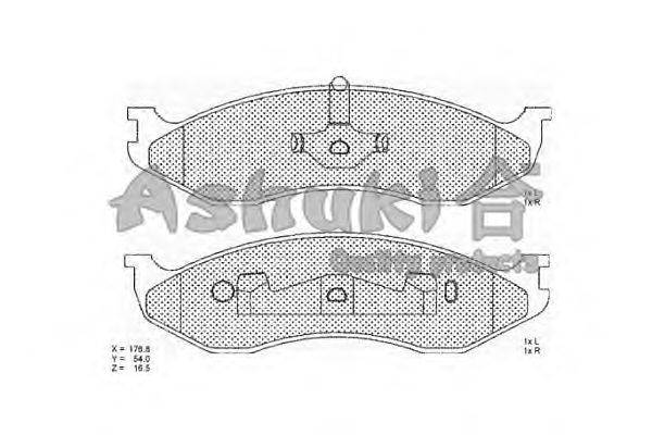Комплект тормозных колодок, дисковый тормоз ASHUKI 1080-7030