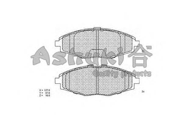 Комплект тормозных колодок, дисковый тормоз ASHUKI 1080-9090