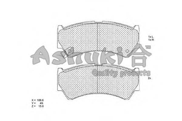 Комплект тормозных колодок, дисковый тормоз ASHUKI 1080-0208J