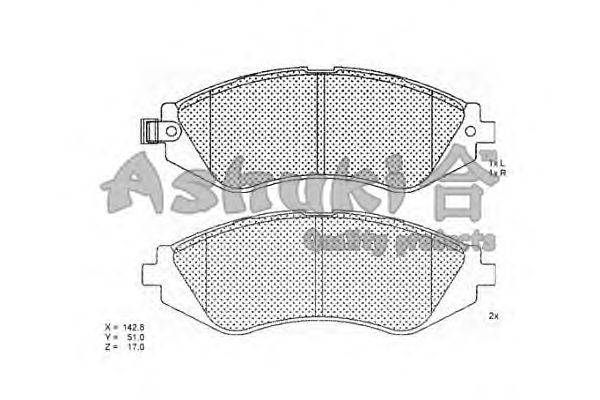 Комплект тормозных колодок, дисковый тормоз ASHUKI 1080-8090