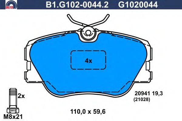 Комплект тормозных колодок, дисковый тормоз GALFER 20941