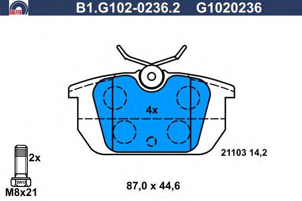 Комплект тормозных колодок, дисковый тормоз GALFER B1G10202362