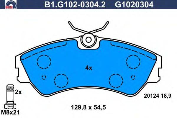 Комплект тормозных колодок, дисковый тормоз GALFER 20124