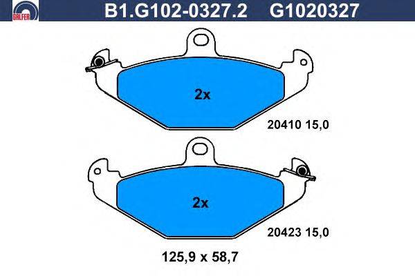Комплект тормозных колодок, дисковый тормоз GALFER B1G10203272