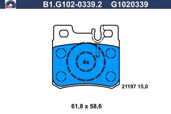 Комплект тормозных колодок, дисковый тормоз GALFER B1.G102-0339.2