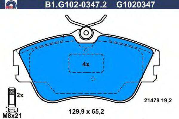 Комплект тормозных колодок, дисковый тормоз GALFER B1.G102-0347.2