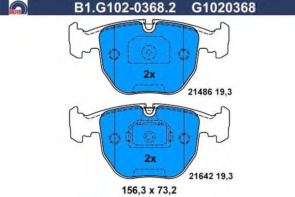 Комплект тормозных колодок, дисковый тормоз GALFER B1G10203682