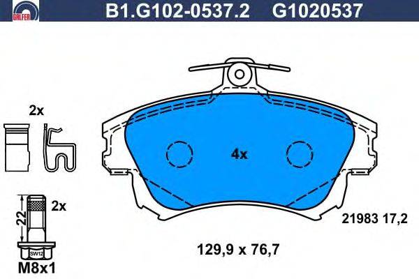 Комплект тормозных колодок, дисковый тормоз GALFER 21983