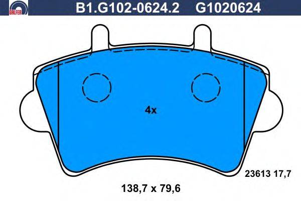Комплект тормозных колодок, дисковый тормоз GALFER B1.G102-0624.2