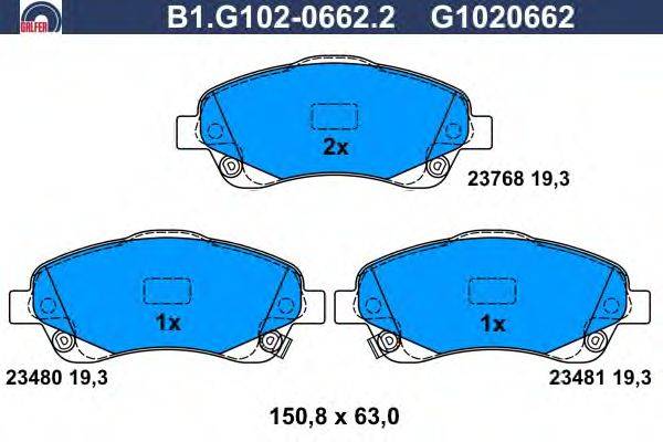 Комплект тормозных колодок, дисковый тормоз GALFER 23481