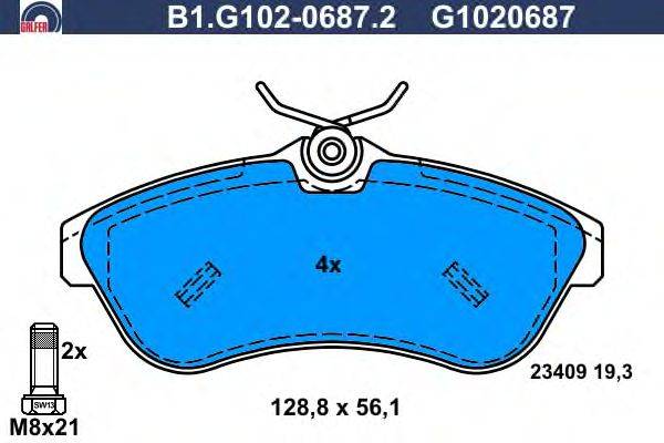 Комплект тормозных колодок, дисковый тормоз GALFER B1G10206872