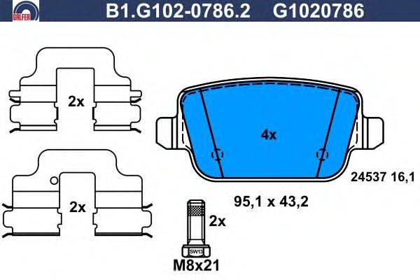 Комплект тормозных колодок, дисковый тормоз GALFER 24537