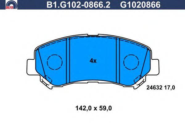 Комплект тормозных колодок, дисковый тормоз GALFER B1.G102-0866.2