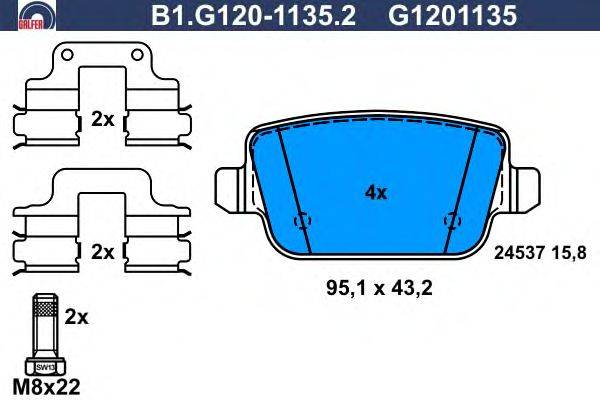 Комплект тормозных колодок, дисковый тормоз GALFER B1.G120-1135.2
