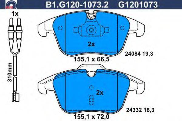 Комплект тормозных колодок, дисковый тормоз GALFER B1G12010732