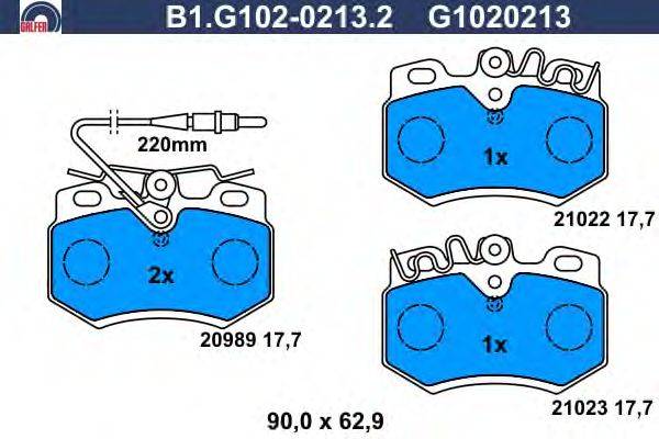 Комплект тормозных колодок, дисковый тормоз GALFER B1.G102-0213.2