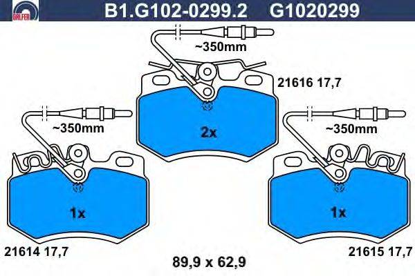 Комплект тормозных колодок, дисковый тормоз GALFER B1.G102-0299.2