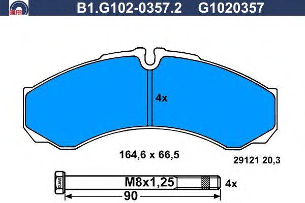 Комплект тормозных колодок, дисковый тормоз GALFER 29121