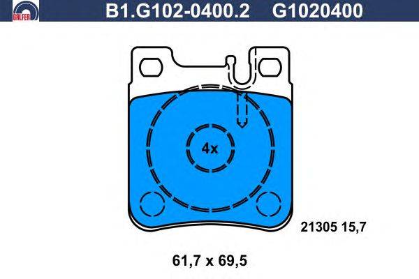 Комплект тормозных колодок, дисковый тормоз GALFER B1G10204002