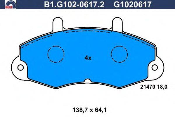 Комплект тормозных колодок, дисковый тормоз GALFER B1G10206172