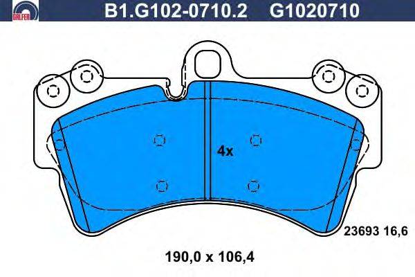 Комплект тормозных колодок, дисковый тормоз GALFER B1.G102-0710.2
