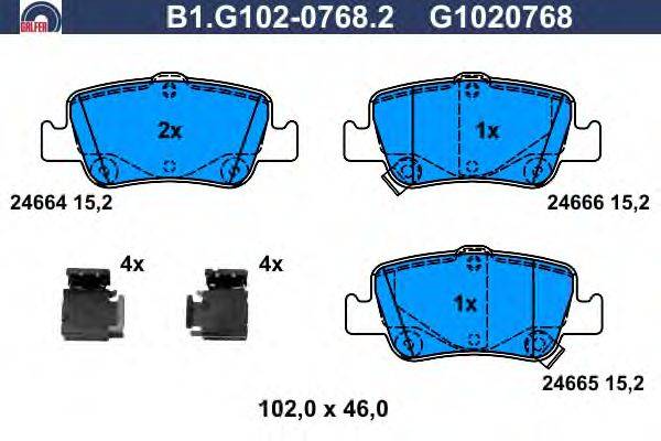 Комплект тормозных колодок, дисковый тормоз GALFER 24665