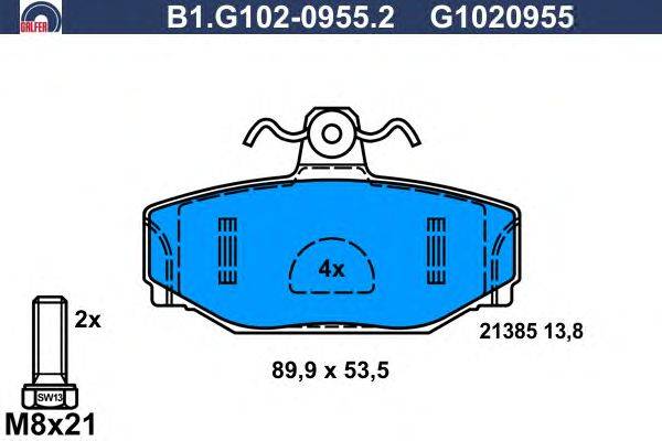 Комплект тормозных колодок, дисковый тормоз GALFER 21385