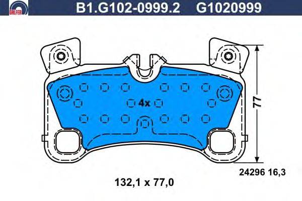 Комплект тормозных колодок, дисковый тормоз GALFER B1.G102-0999.2