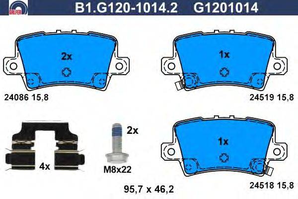 Комплект тормозных колодок, дисковый тормоз GALFER B1.G120-1014.2