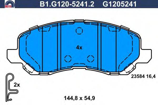 Комплект тормозных колодок, дисковый тормоз GALFER B1.G120-5241.2