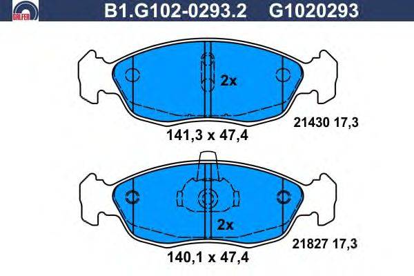 Комплект тормозных колодок, дисковый тормоз GALFER 21827