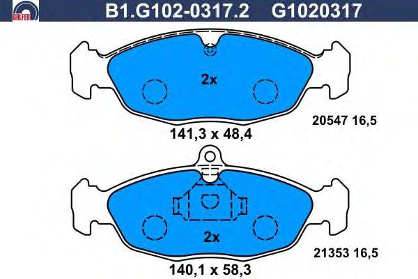 Комплект тормозных колодок, дисковый тормоз GALFER 21353