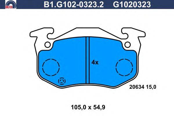 Комплект тормозных колодок, дисковый тормоз GALFER B1.G102-0323.2