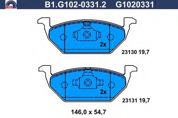 Комплект тормозных колодок, дисковый тормоз GALFER 23131