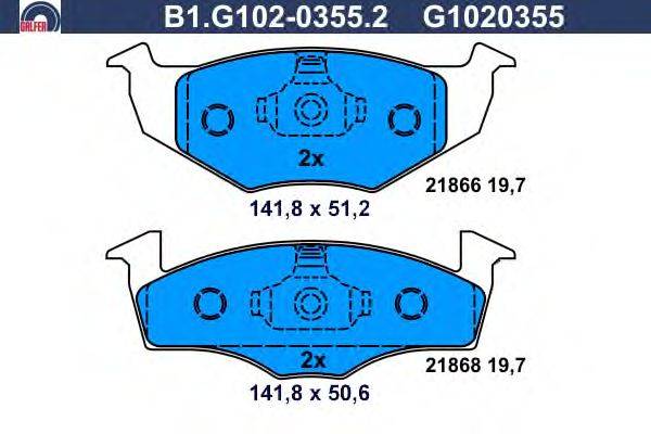 Комплект тормозных колодок, дисковый тормоз GALFER B1G10203552
