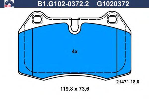 Комплект тормозных колодок, дисковый тормоз GALFER B1.G102-0372.2
