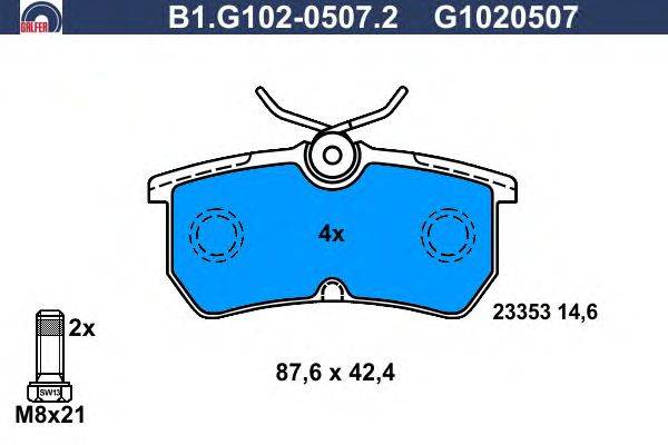 Комплект тормозных колодок, дисковый тормоз GALFER B1G10205072