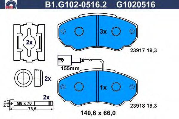 Комплект тормозных колодок, дисковый тормоз GALFER 23917