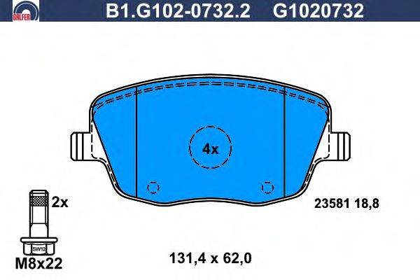 Комплект тормозных колодок, дисковый тормоз GALFER B1G10207322