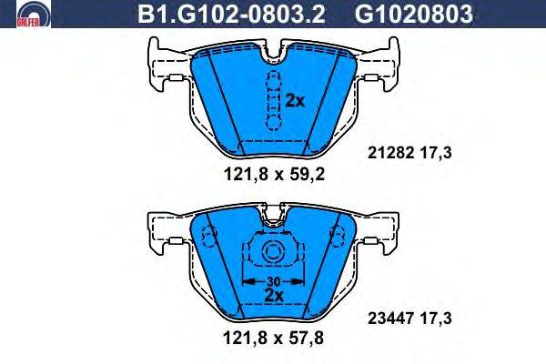 Комплект тормозных колодок, дисковый тормоз GALFER B1.G102-0803.2