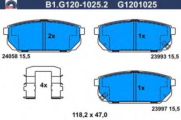 Комплект тормозных колодок, дисковый тормоз GALFER B1G12010252