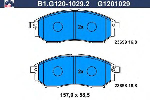 Комплект тормозных колодок, дисковый тормоз GALFER B1.G120-1029.2