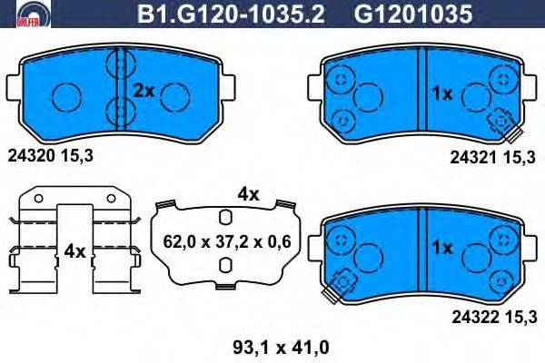 Комплект тормозных колодок, дисковый тормоз GALFER 24322