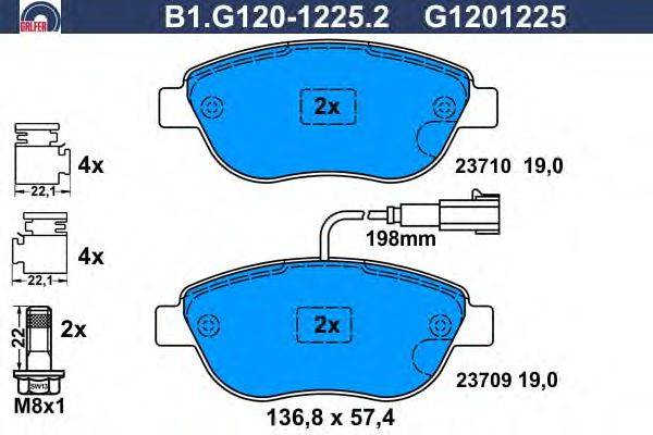 Комплект тормозных колодок, дисковый тормоз GALFER B1G12012252