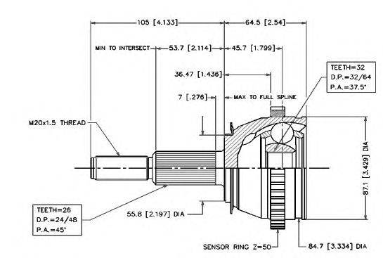 Шарнирный комплект, приводной вал VEMA 18515
