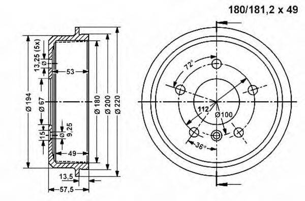 Тормозной барабан VEMA 801326