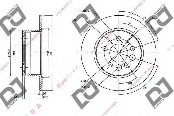 Тормозной диск DJ PARTS BD1826