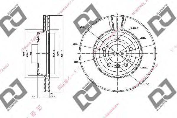 Тормозной диск DJ PARTS BD1618