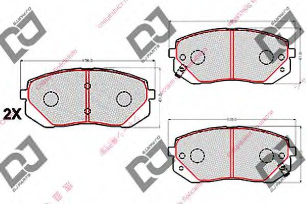 Комплект тормозных колодок, дисковый тормоз DJ PARTS BP2164