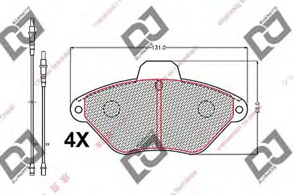 Комплект тормозных колодок, дисковый тормоз DJ PARTS BP2184